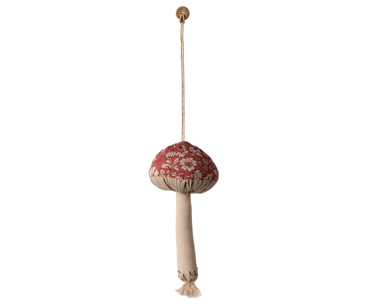 Maileg Fabric Ornament, Mushroom - Blossom -  Red