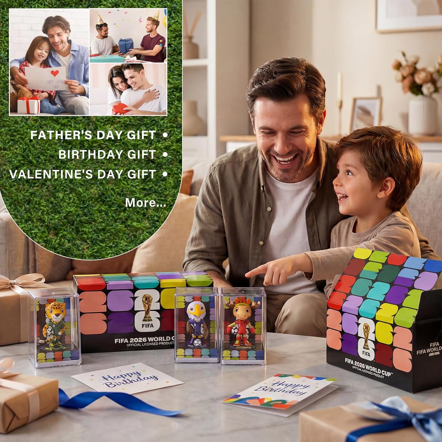 Official World Cup 2026 Merchandise Mascot Figurines Set, Limited Edition World Cup Merch Souvenirs, 3Pack Collectible Soccer Statues in Display Case, Football Fan Gift & World Cup Memorabilia (9cm-A)